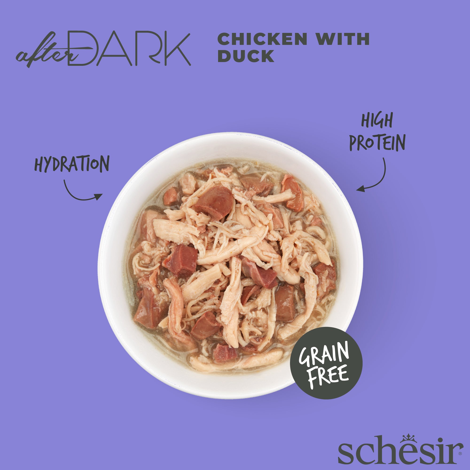 Schesir After Dark Chicken With Duck in Broth Grain-Free Adult Canned Cat Food (80g)