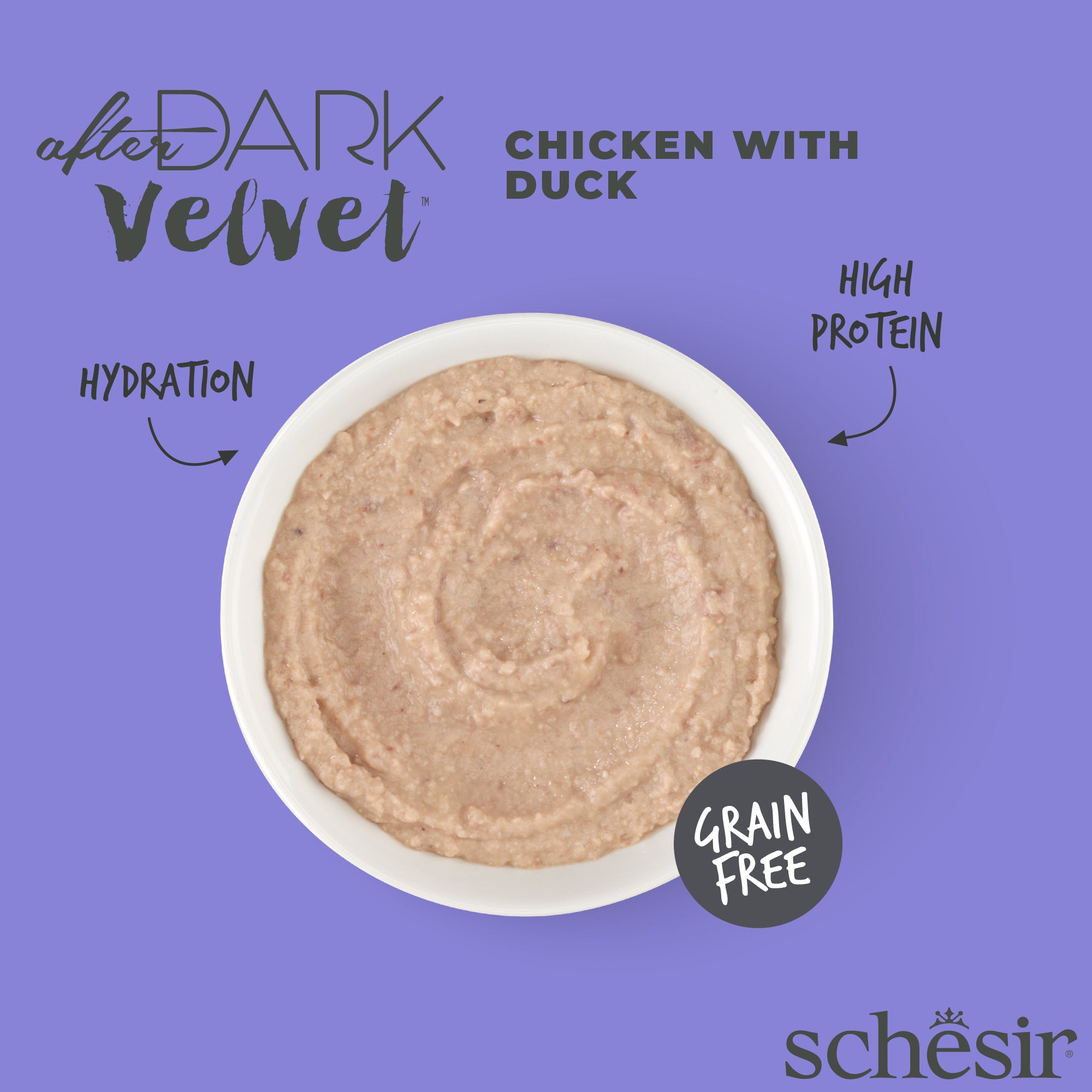 Schesir After Dark Velvet Mousse Chicken With Duck Grain-Free Adult Pouch Cat Food (80g)