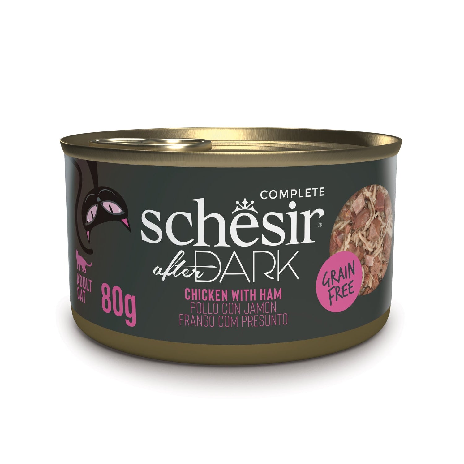 Schesir After Dark Chicken With Ham in Broth Grain-Free Adult Canned Cat Food (80g)