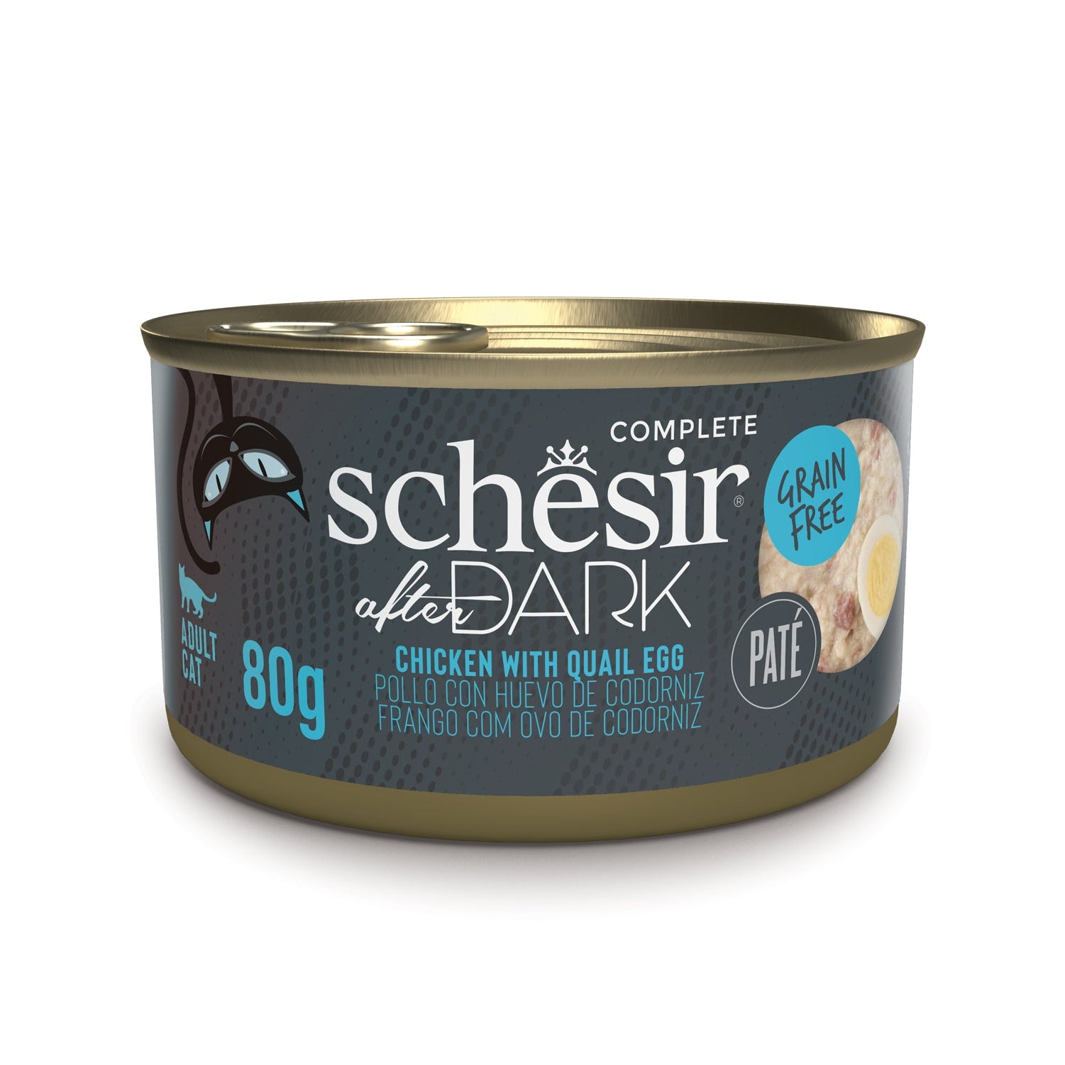 Schesir After Dark Chicken With Quail Egg Pate Grain-Free Adult Canned Cat Food (80g)