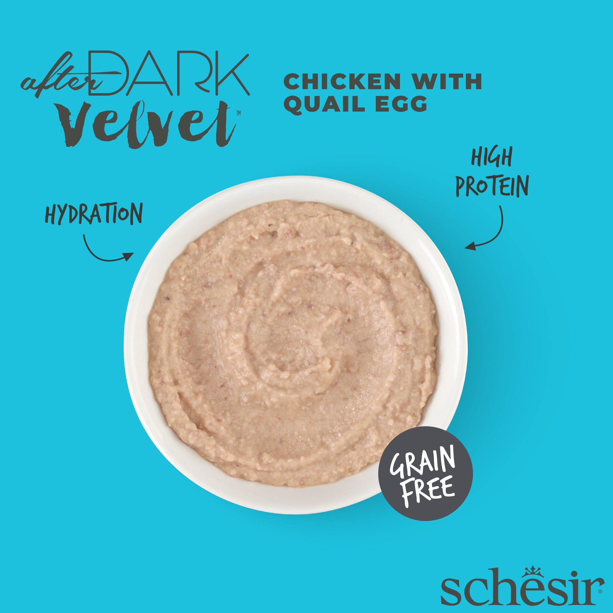 Schesir After Dark Velvet Mousse Chicken With Quail Egg Grain-Free Adult Pouch Cat Food (80g)