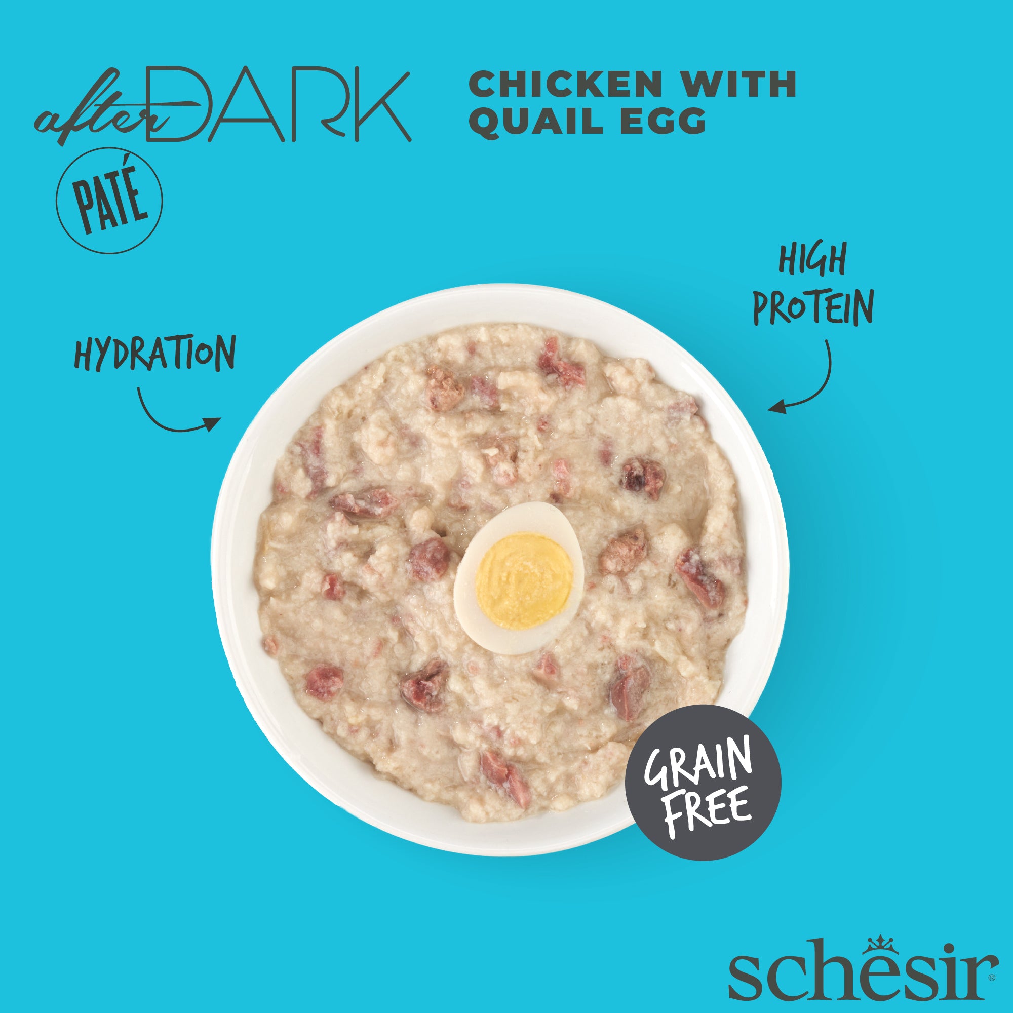 Schesir After Dark Chicken With Quail Egg Pate Grain-Free Adult Canned Cat Food (80g)