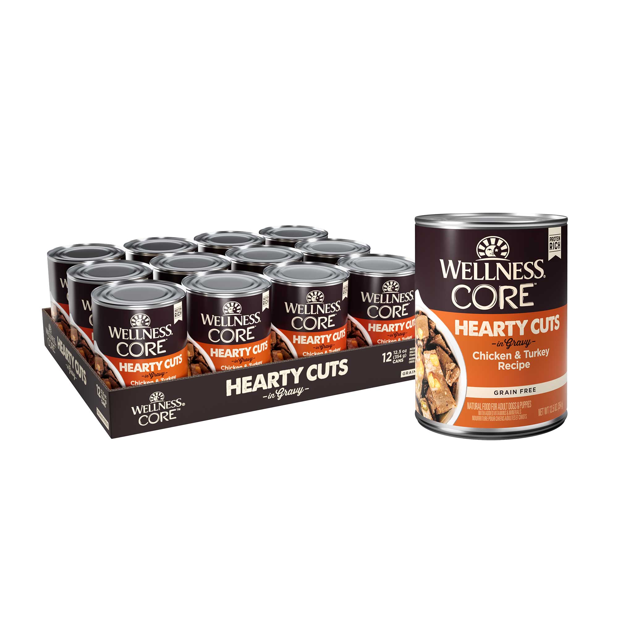 Wellness CORE Grain-Free Hearty Cuts In Gravy Chicken & Turkey Canned Wet Dog Food (12.5oz))