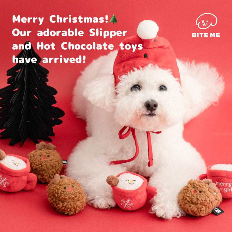 Christmas Friends Dog Toy - Hot Chocolate & Slipper