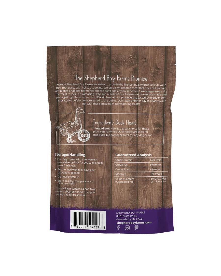 shepard boy farms freeze-dried duck heart treats for dogs and cats creatureland