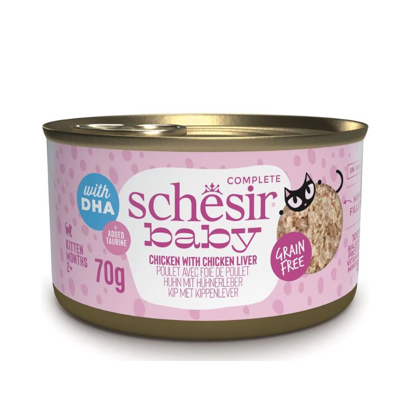 Schesir Baby Chicken With Chicken Liver Grain-Free Kitten Canned Cat Food (70g)