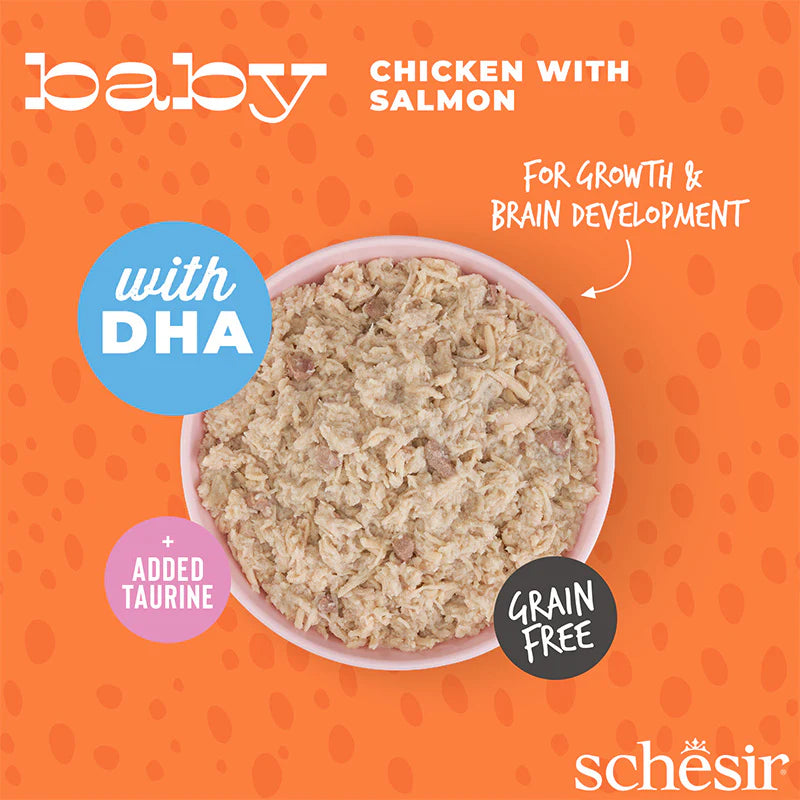 Schesir Baby Chicken With Salmon Grain-Free Kitten Canned Cat Food (70g)