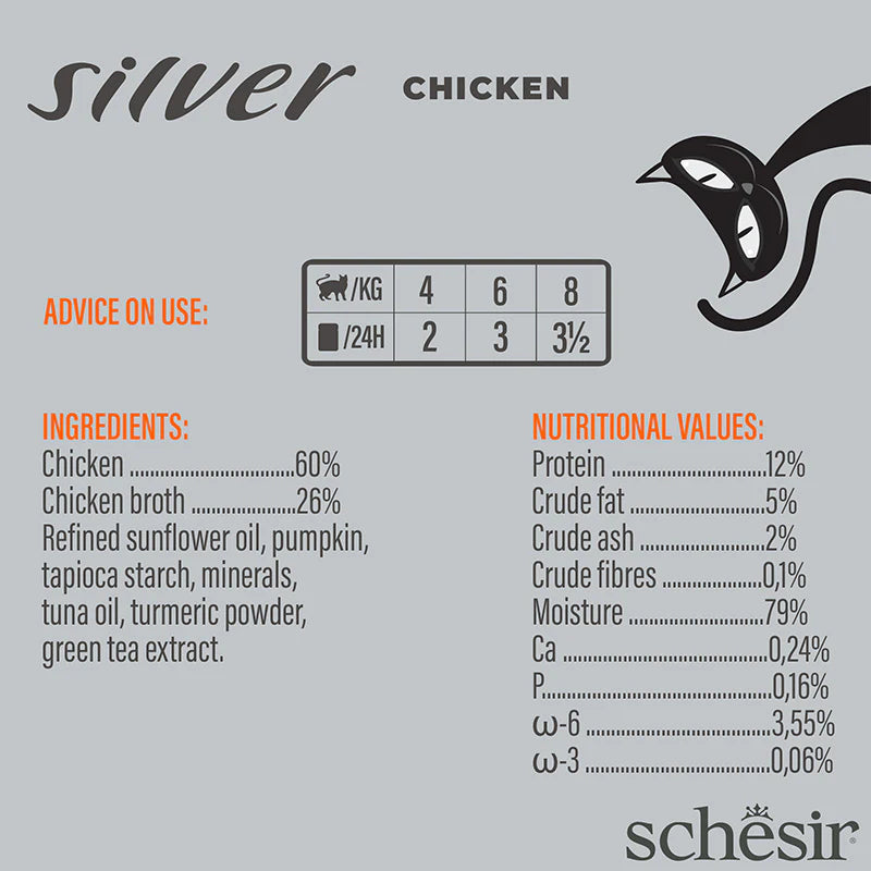 Schesir Silver Chicken in Broth Grain-Free Senior Canned Cat Food (70g)