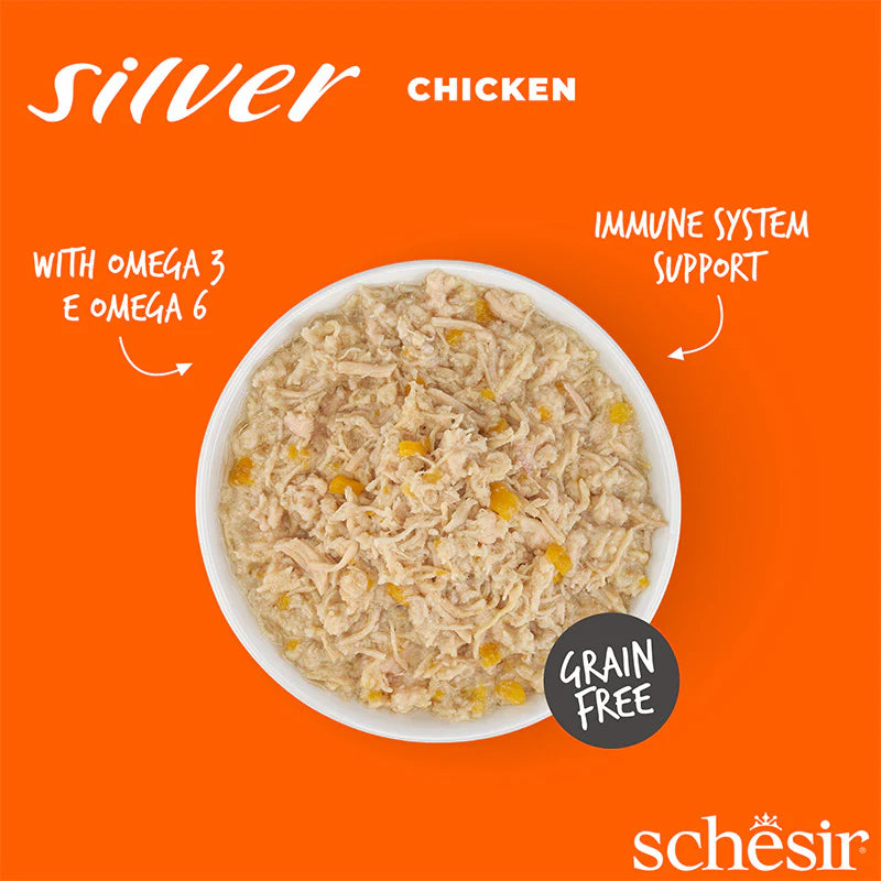 Schesir Silver Chicken in Broth Grain-Free Senior Canned Cat Food (70g)