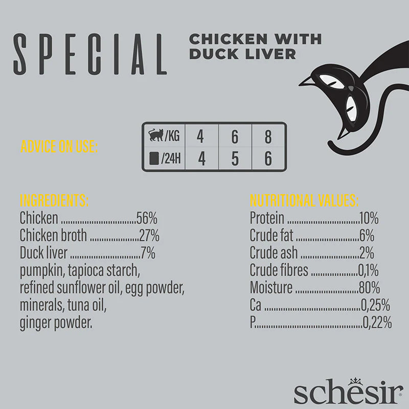 Schesir Special Mousse Exigent Chicken With Duck Liver Grain-Free Adult Pouch Cat Food (70g)