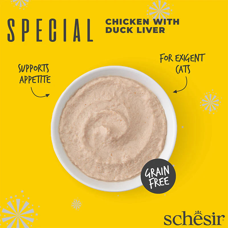 Schesir Special Mousse Exigent Chicken With Duck Liver Grain-Free Adult Pouch Cat Food (70g)