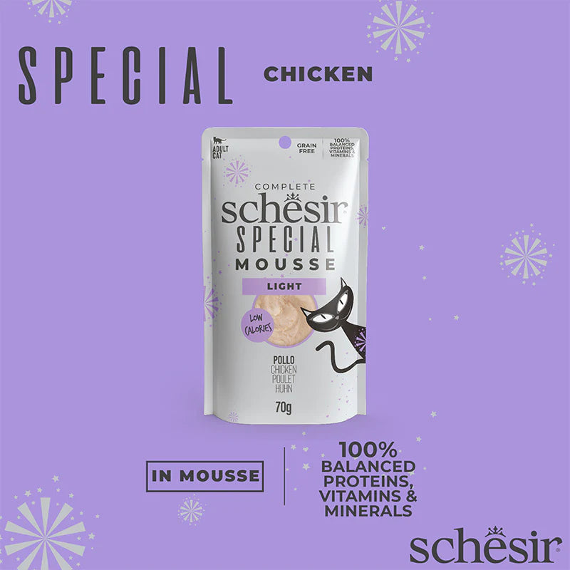Schesir Special Mousse Light Chicken Grain-Free Adult Pouch Cat Food (70g)