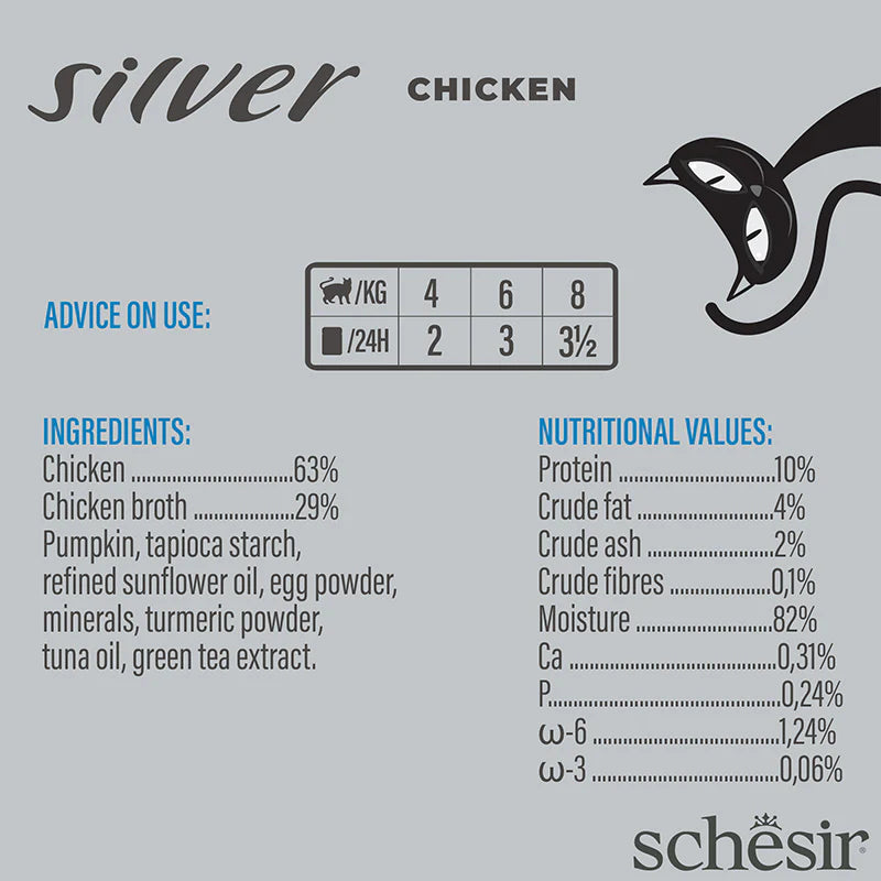 Schesir Silver Mousse Chicken Grain-Free Senior Pouch Cat Food (80g)