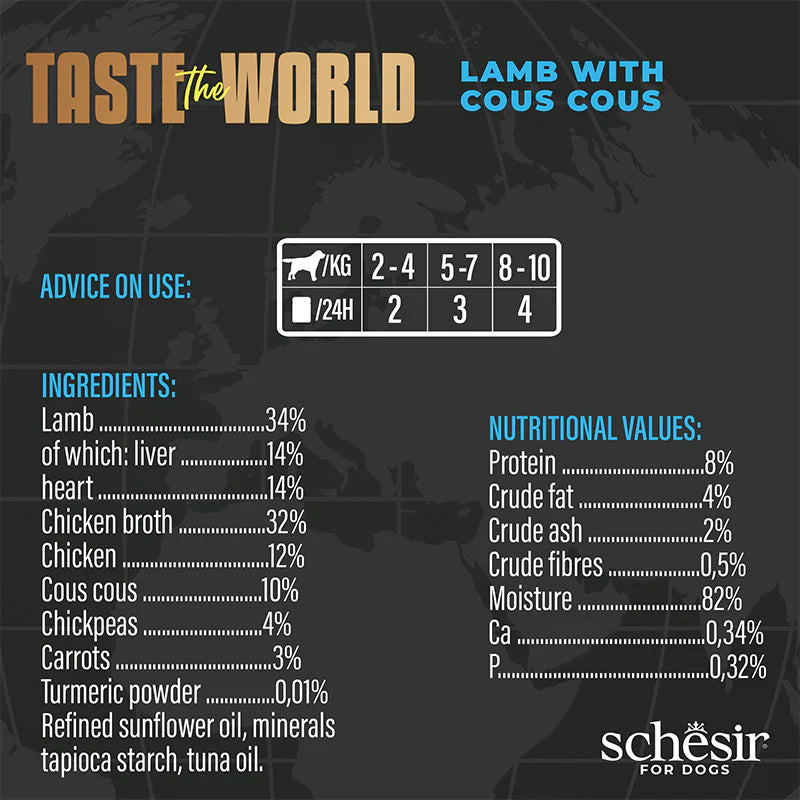 Schesir Taste The World Lamb With Cous Cous Adult Canned Dog Food (150g)