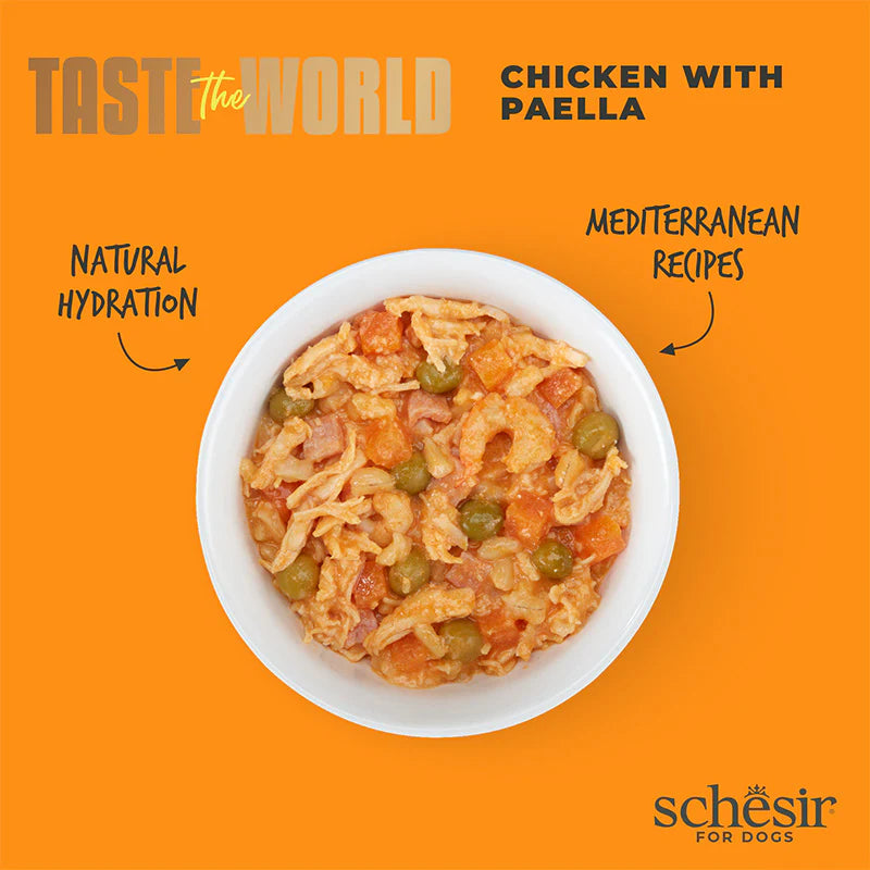 Schesir Taste The World Chicken With Paella Adult Canned Dog Food (150g)