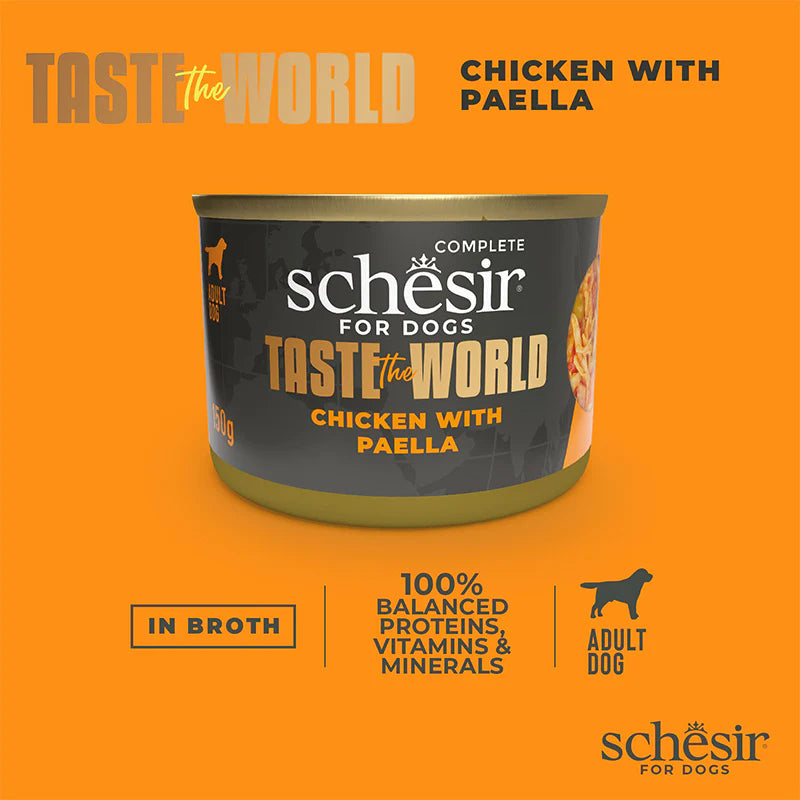 Schesir Taste The World Chicken With Paella Adult Canned Dog Food (150g)