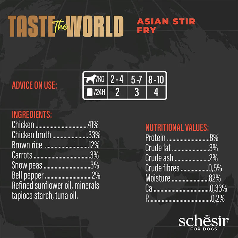 Schesir Taste The World Chicken Asian Stir Fry Adult Canned Dog Food (150g)