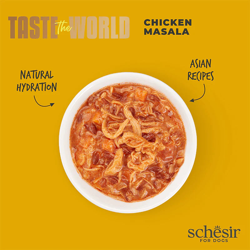 Schesir Taste The World Chicken Masala Adult Canned Dog Food (150g)