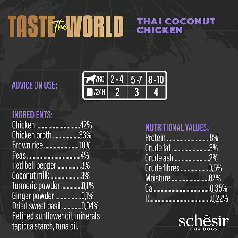 Schesir Taste The World Thai Coconut Chicken Adult Canned Dog Food (150g)