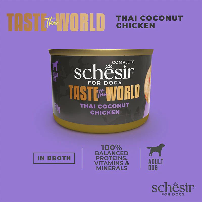 Schesir Taste The World Thai Coconut Chicken Adult Canned Dog Food (150g)