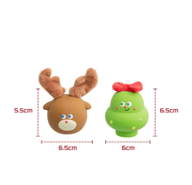 Furry Christmas Latex Dog Toy - Rudolph & Tree (Set of 2)