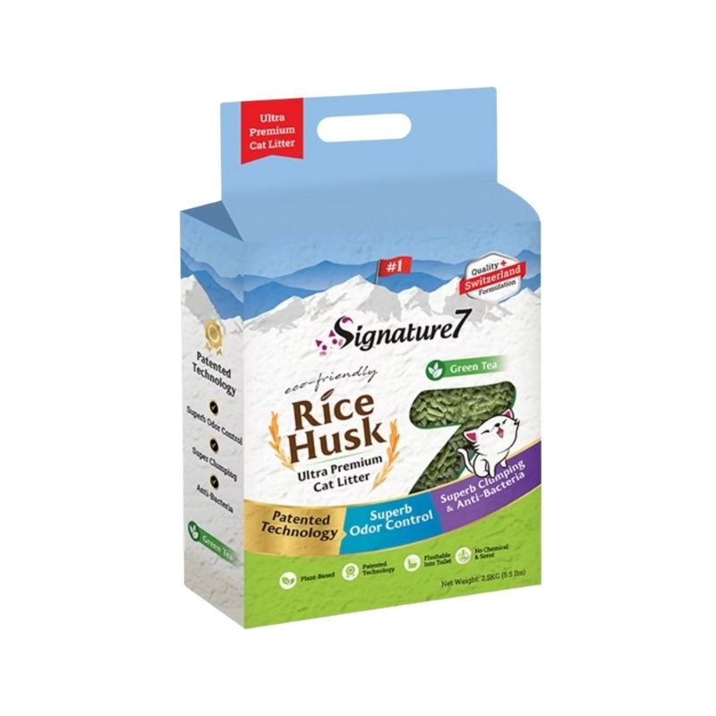 1.5mm Rice Husk Cat Litter (Green Tea & Charcoal) | 2.5kg