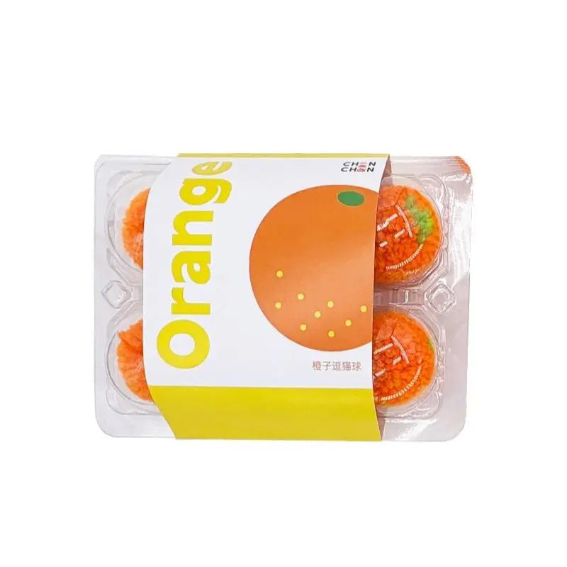 Fruit Crate Furry Ball Cat Toy (Orange/Strawberry)