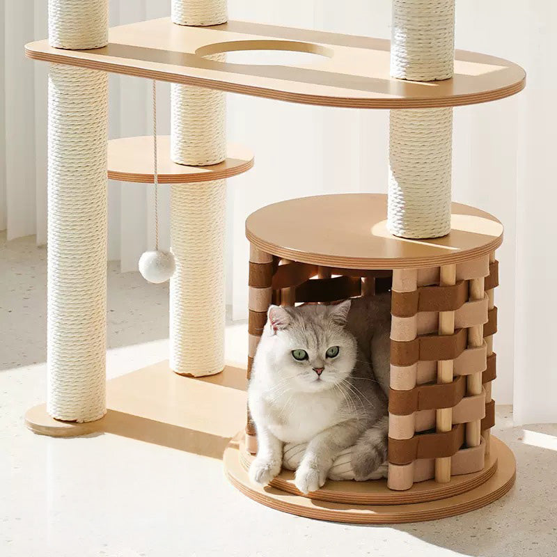 Vanilla Cloud Wooden Cat Tree