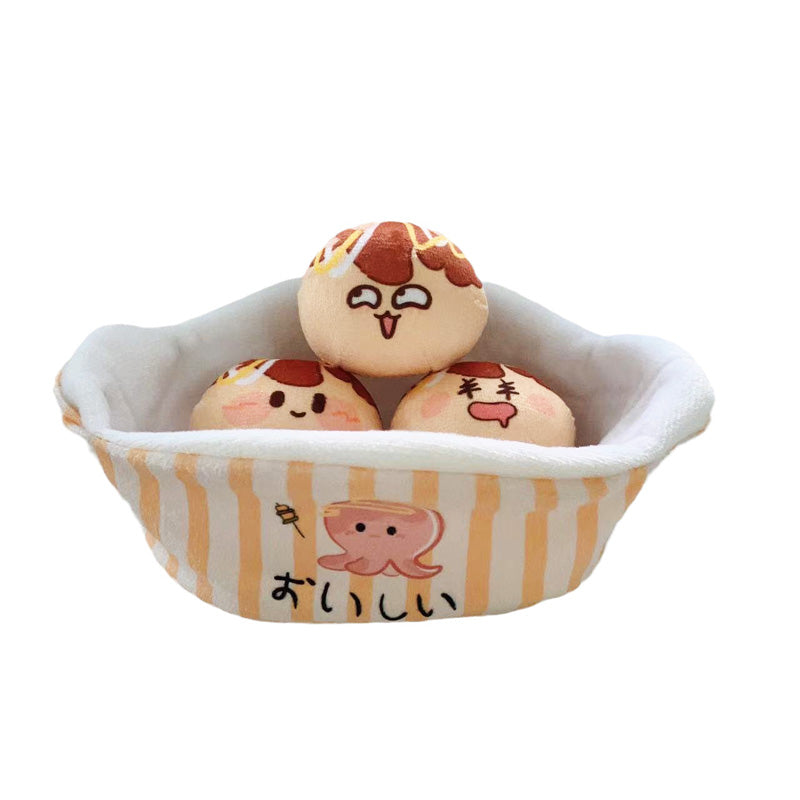 Takoyaki Squeaker Dog Toy