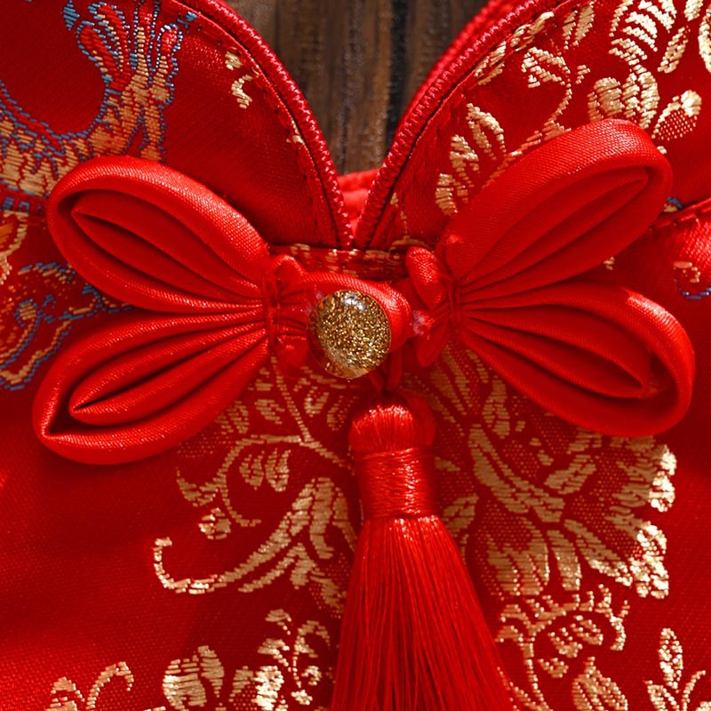 Fortune Charm Brocade Pet Cape (Red Dragon)