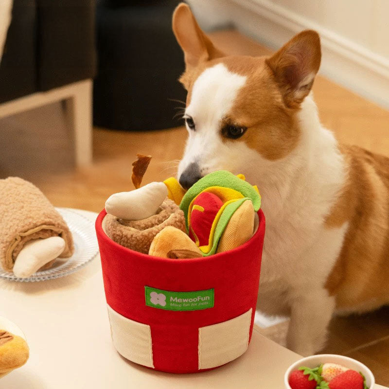 Fast Food Family Bucket Nosework Dog Toy