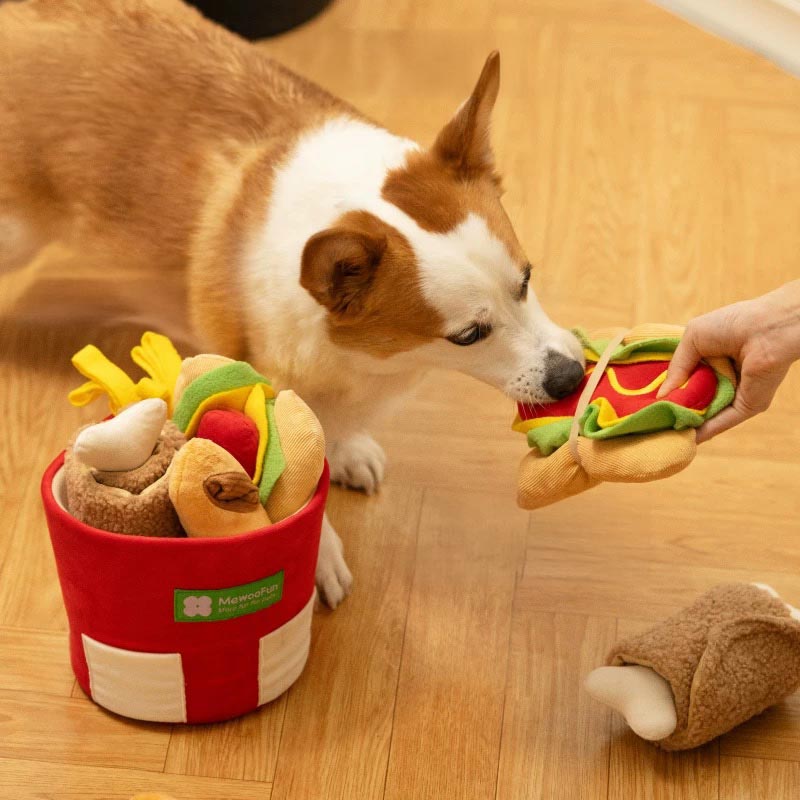 Fast Food Family Bucket Nosework Dog Toy