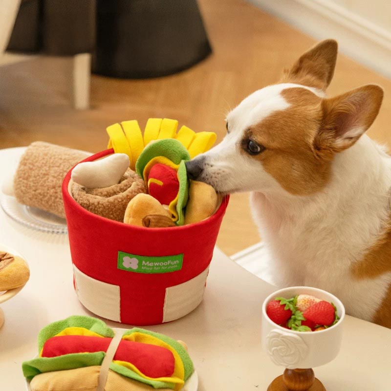 Fast Food Family Bucket Nosework Dog Toy