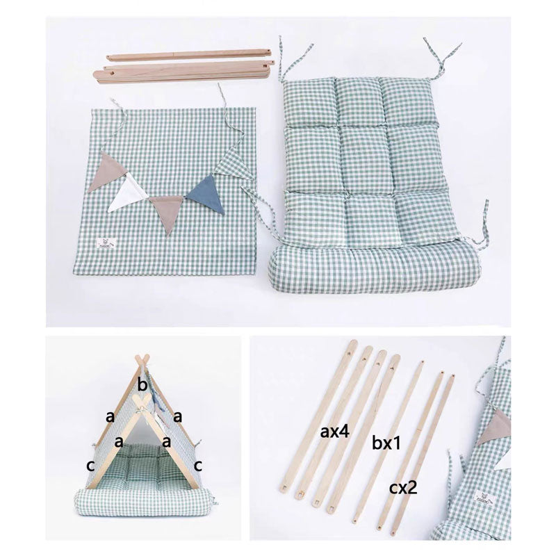 Gingham Pet Tent with Cushion