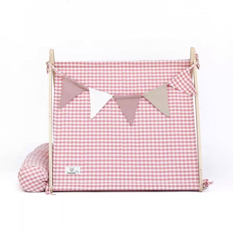 Gingham Pet Tent with Cushion