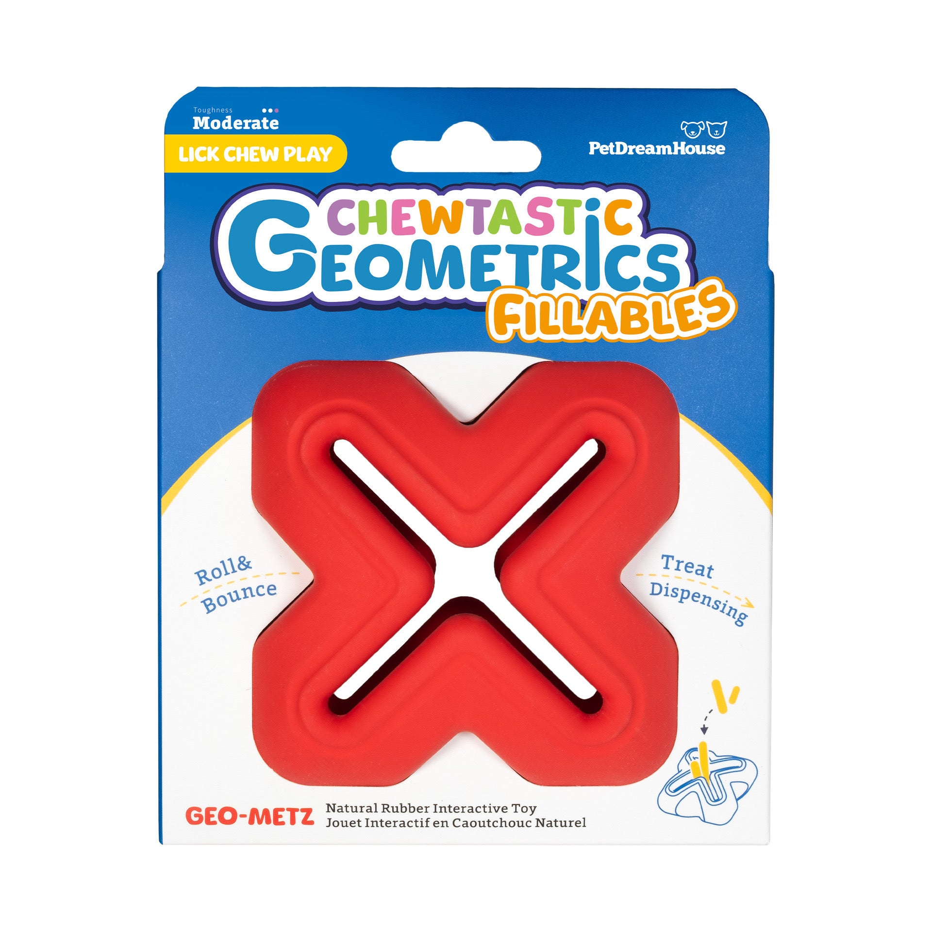 Chewtastic Geometrics Fillables Natural Rubber Enrichment Dog Toy (4 Types)