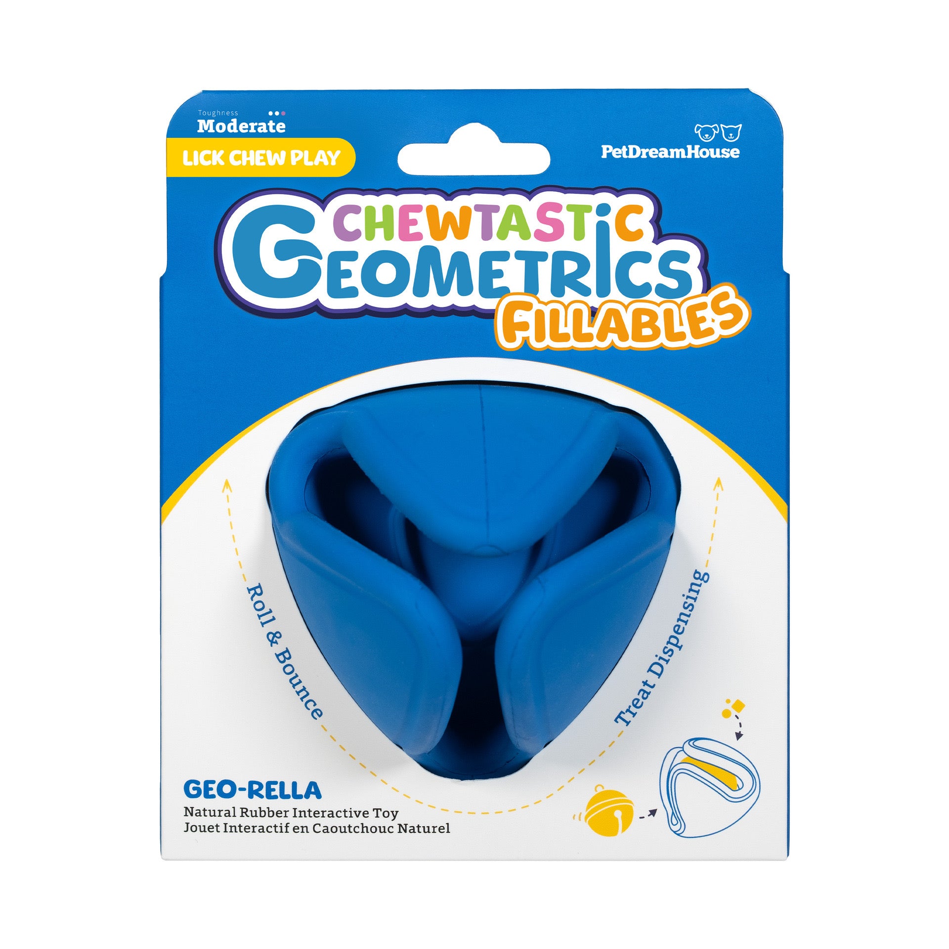 Chewtastic Geometrics Fillables Natural Rubber Enrichment Dog Toy (4 Types)