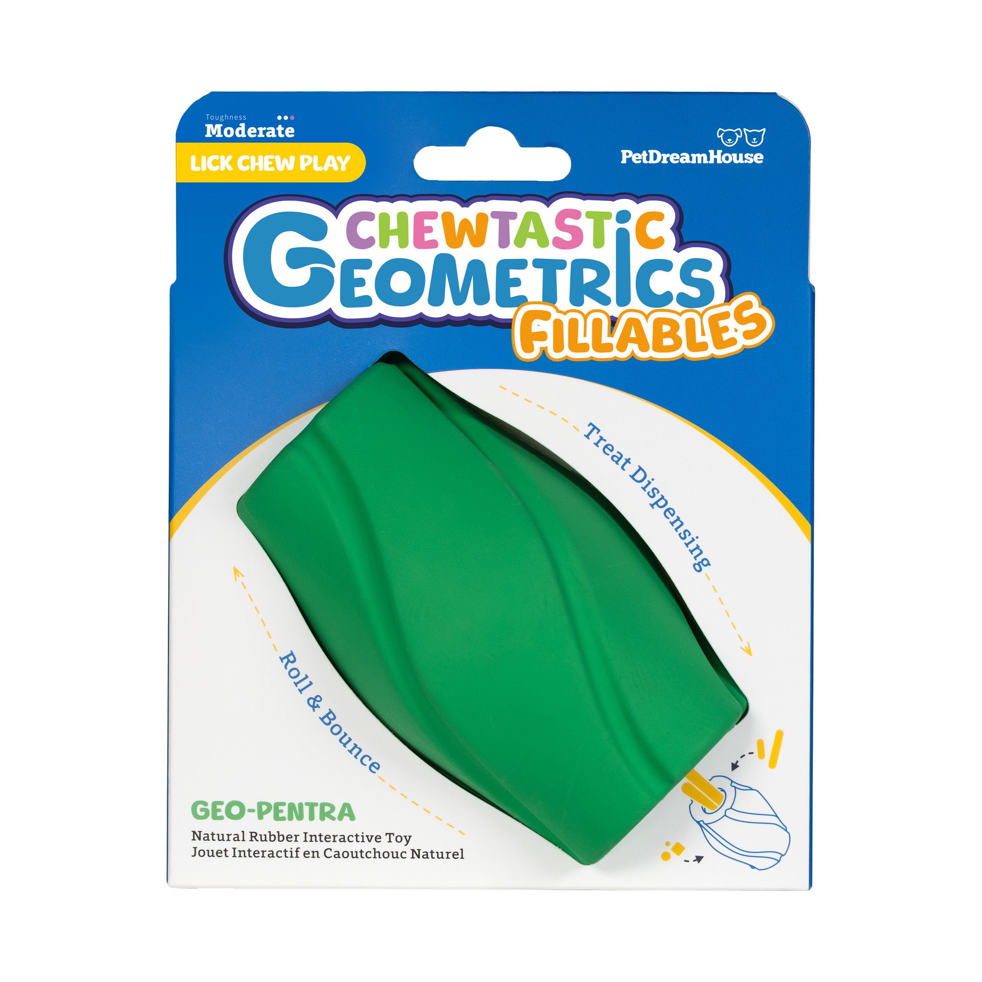Chewtastic Geometrics Fillables Natural Rubber Enrichment Dog Toy (4 Types)