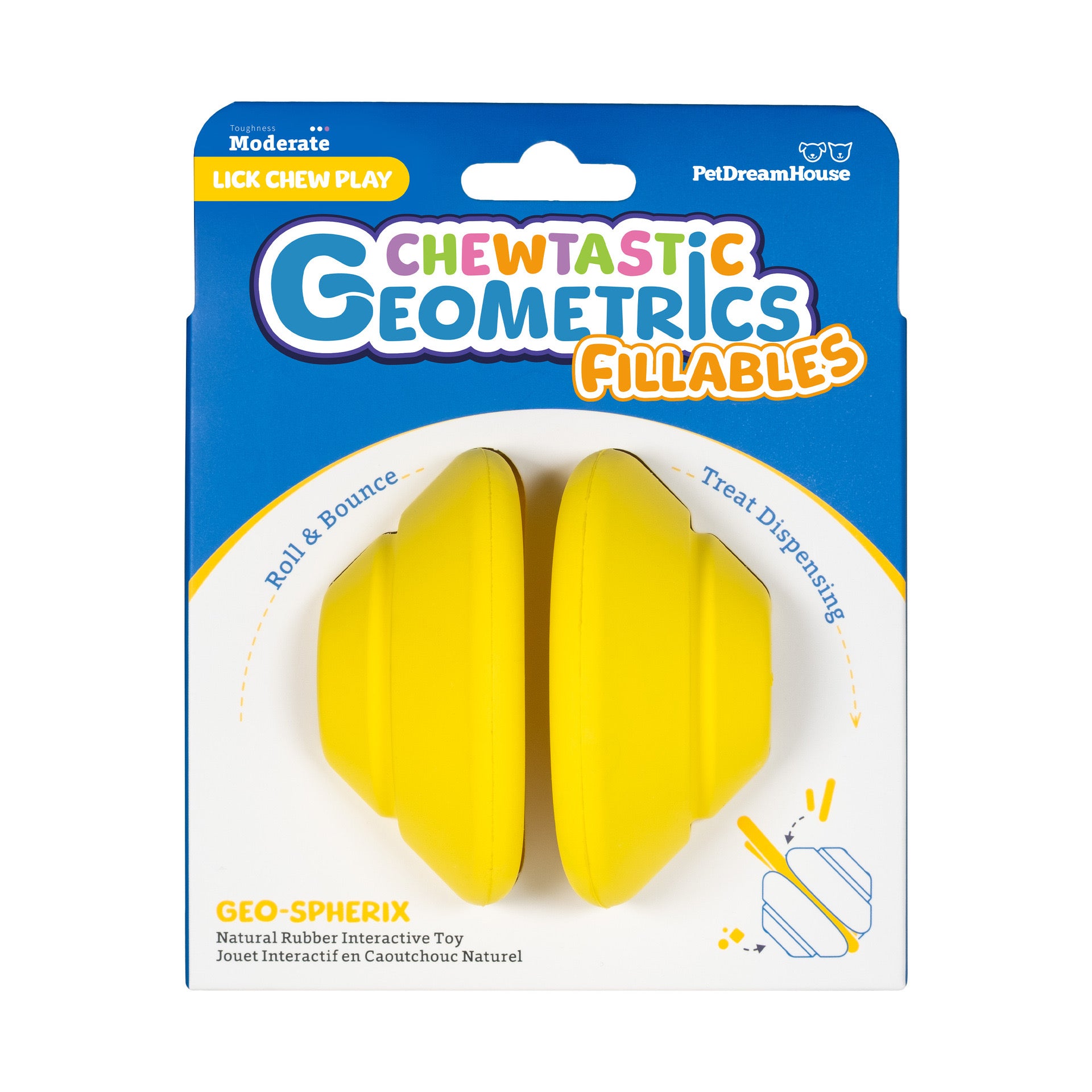 Chewtastic Geometrics Fillables Natural Rubber Enrichment Dog Toy (4 Types)