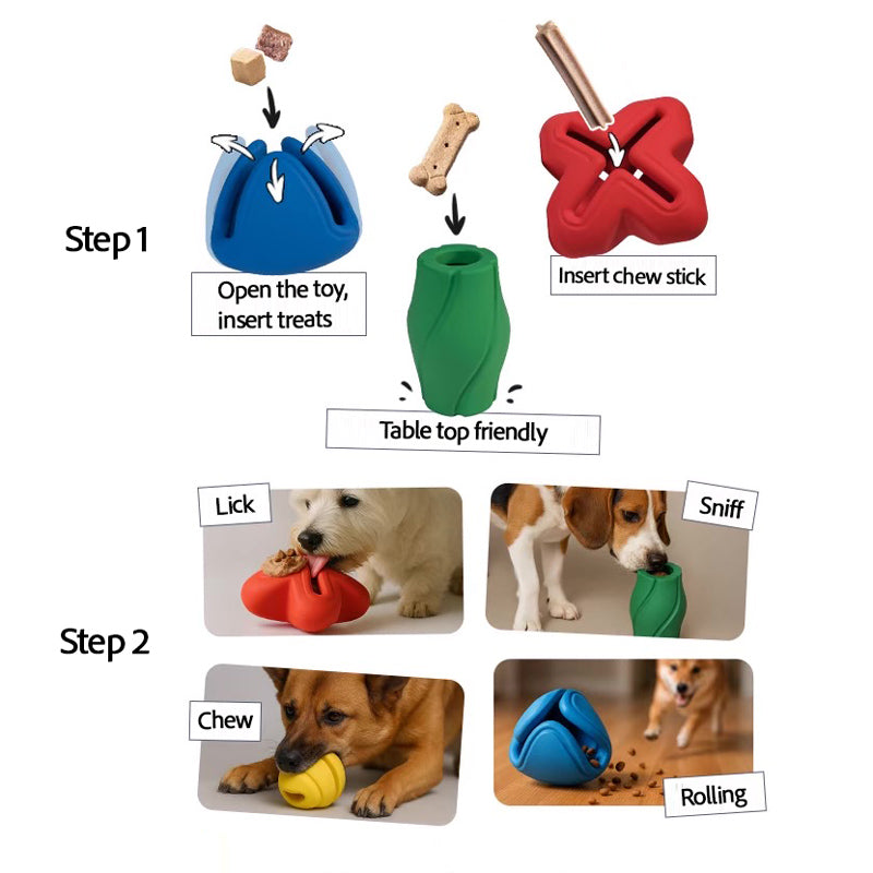 Chewtastic Geometrics Fillables Natural Rubber Enrichment Dog Toy (4 Types)