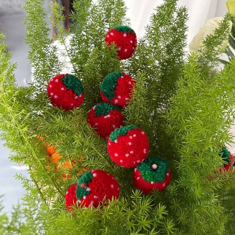 Fruit Crate Furry Ball Cat Toy (Orange/Strawberry)