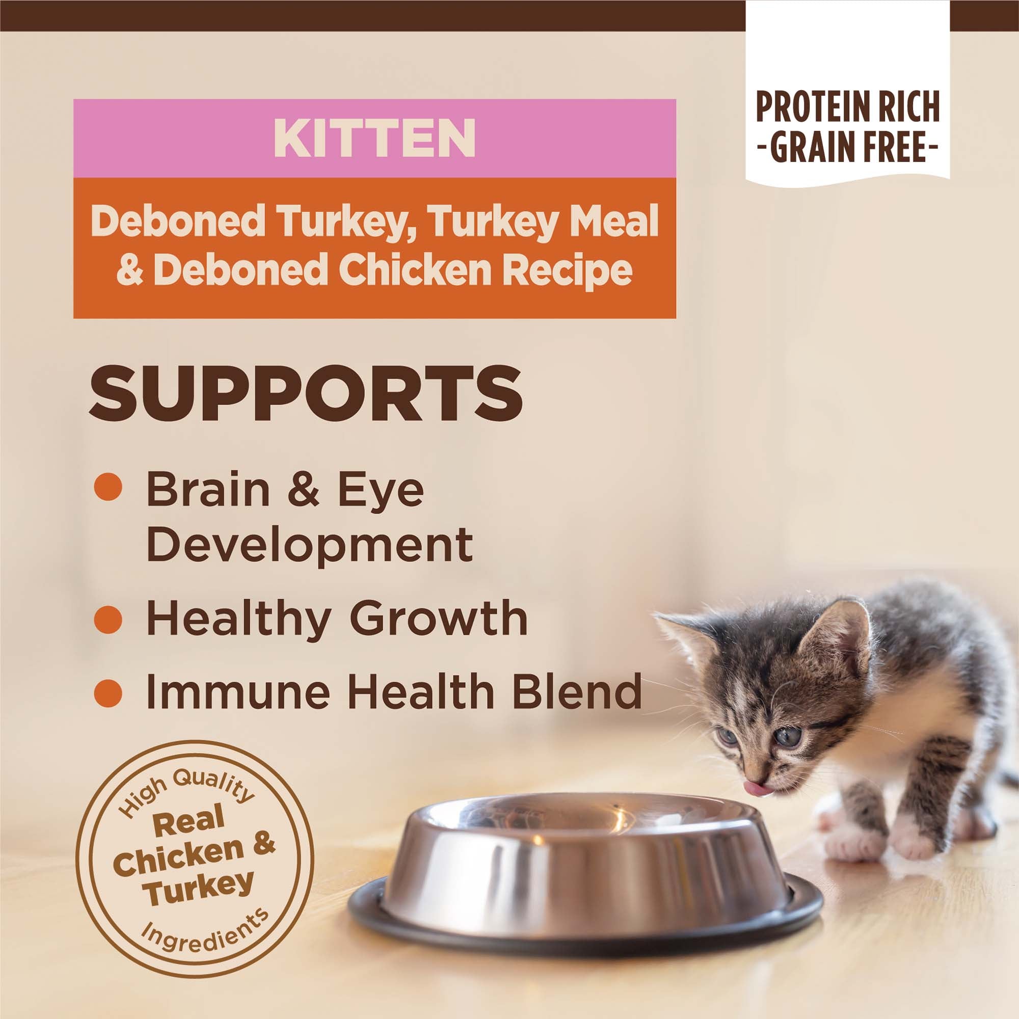 CORE® Kitten Deboned Turkey, Turkey Meal & Deboned Chicken Grain-Free Dry Cat Food