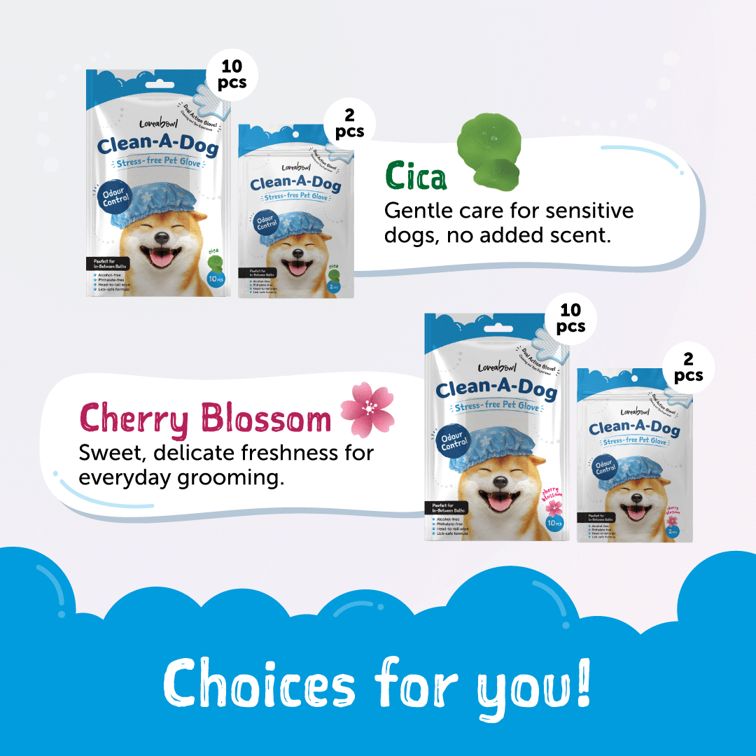 Clean-A-Dog Stress-Free Pet Grooming Gloves (Cherry Blossom)