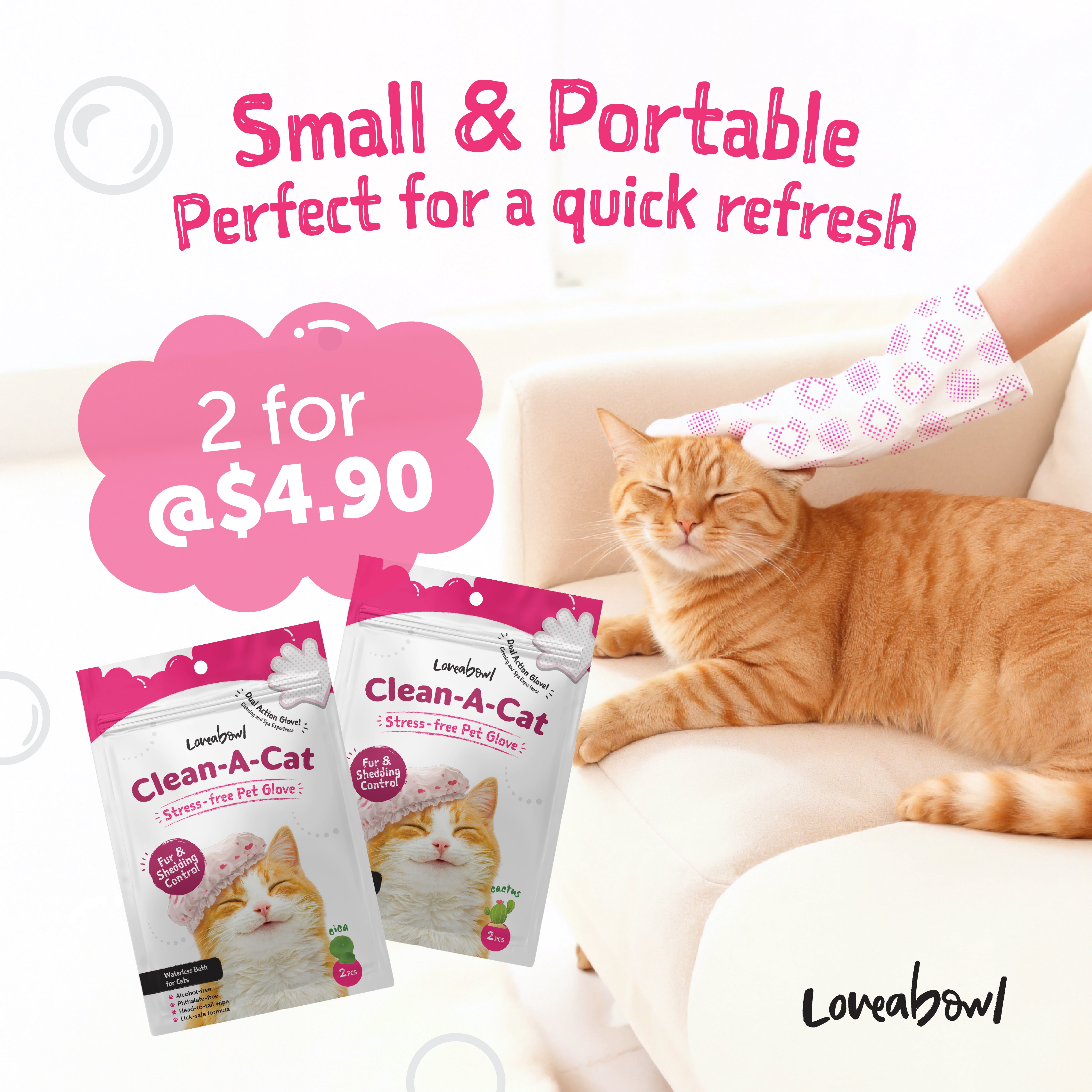 Clean-A-Cat Stress-Free Pet Grooming Gloves (Cactus)