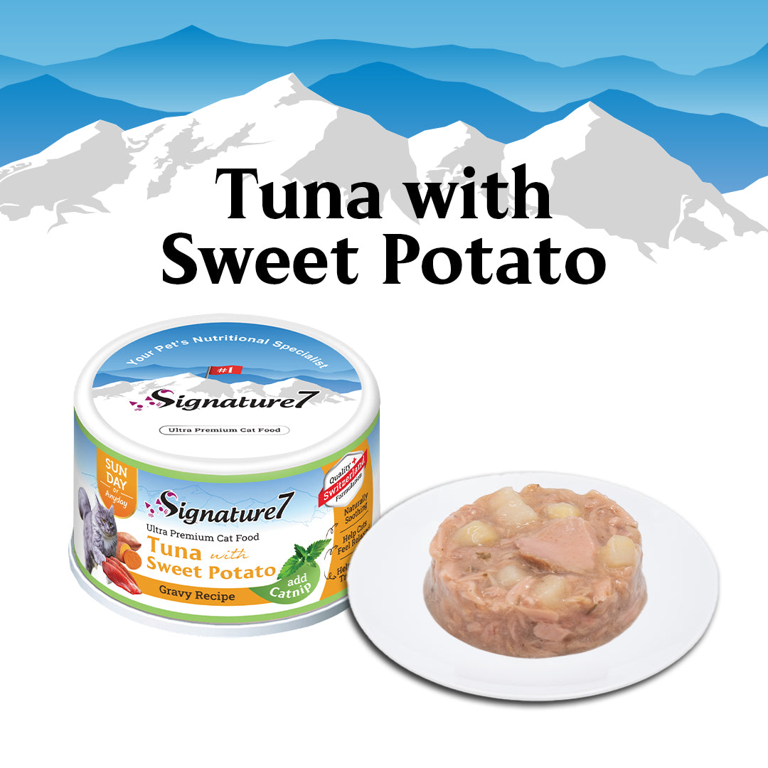 Tuna with Sweet Potato in gravy added Catnip Cat Wet Can Food (70g)