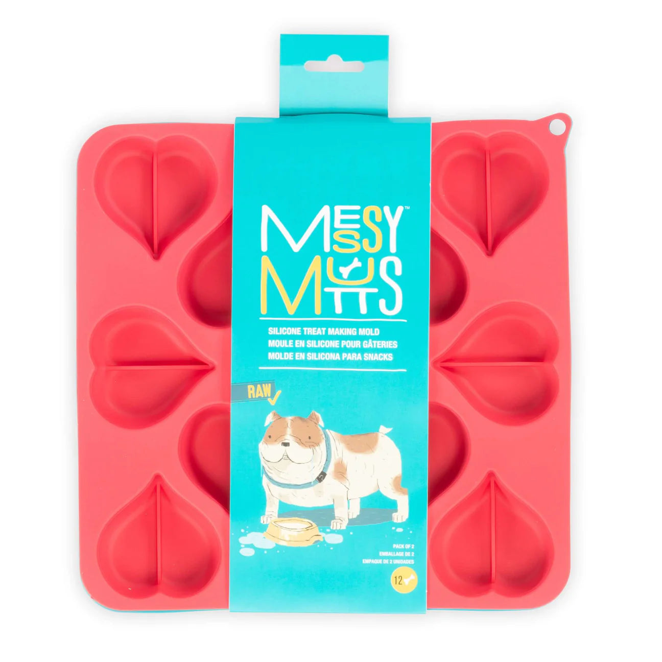 Heart Shape Silicone Bake and Freeze Dog Treat Maker Molds (Pack of 2)