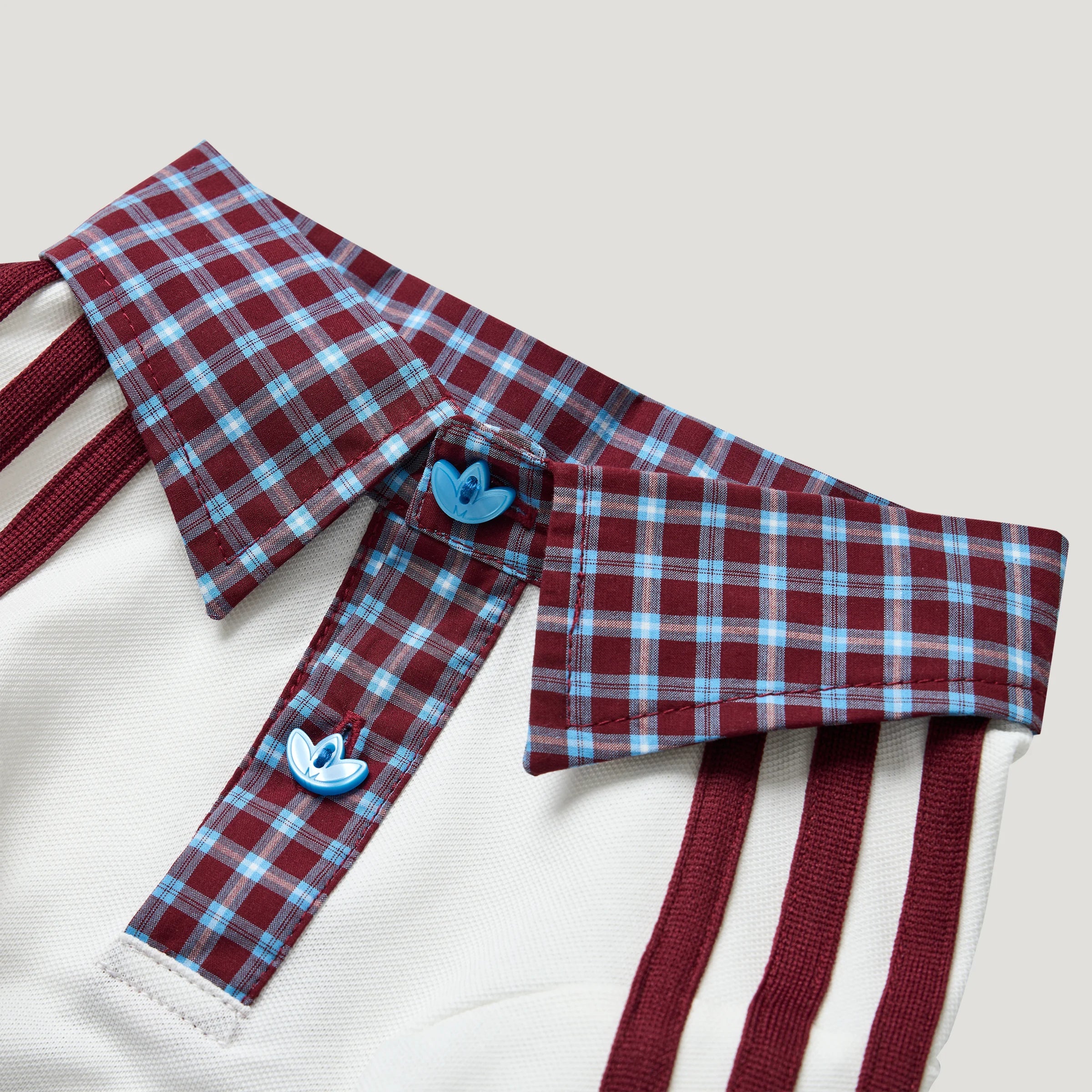 Adidas Plaid Short-Sleeved Pet Polo Shirt (White)