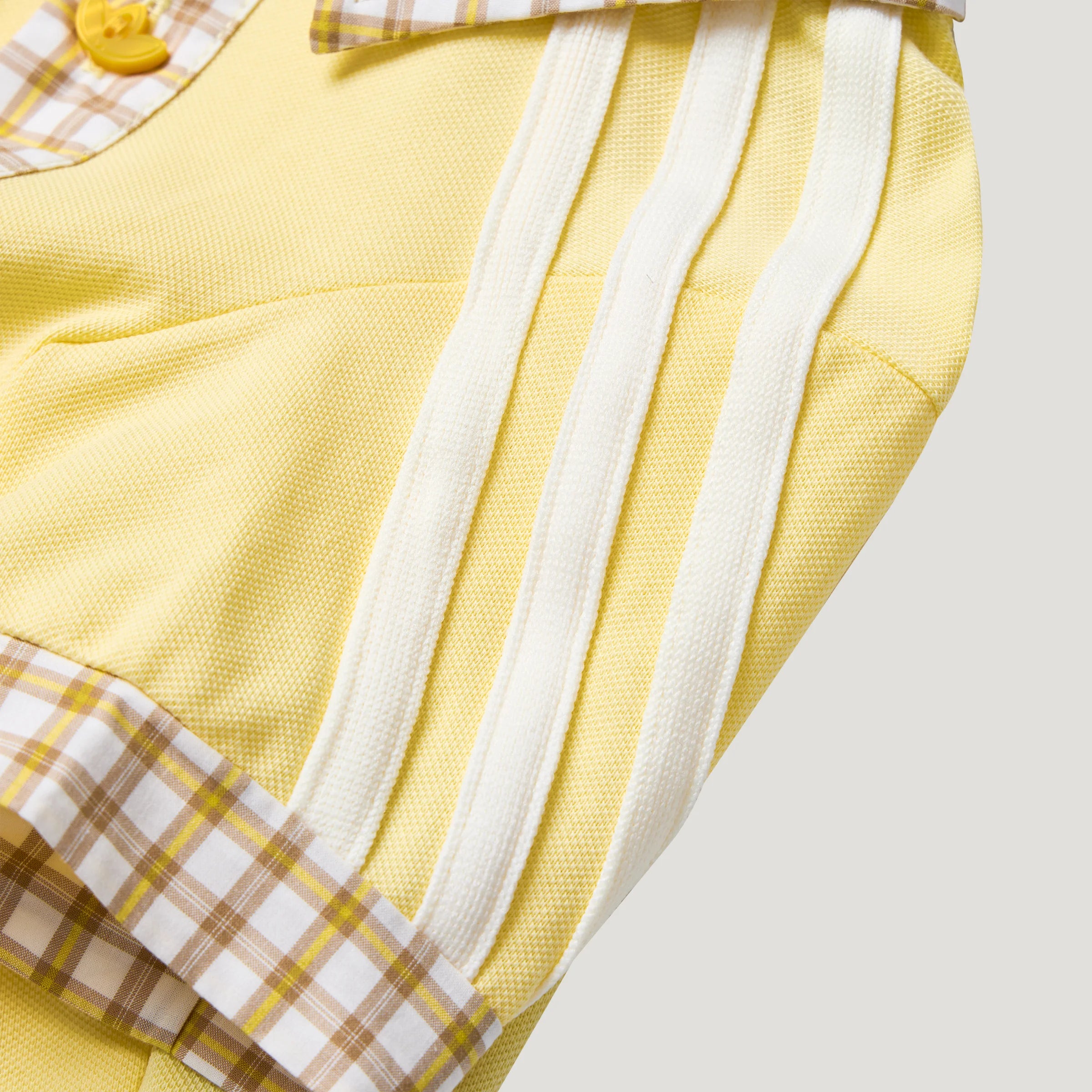 Adidas Plaid Short-Sleeved Pet Polo Shirt (Yellow)