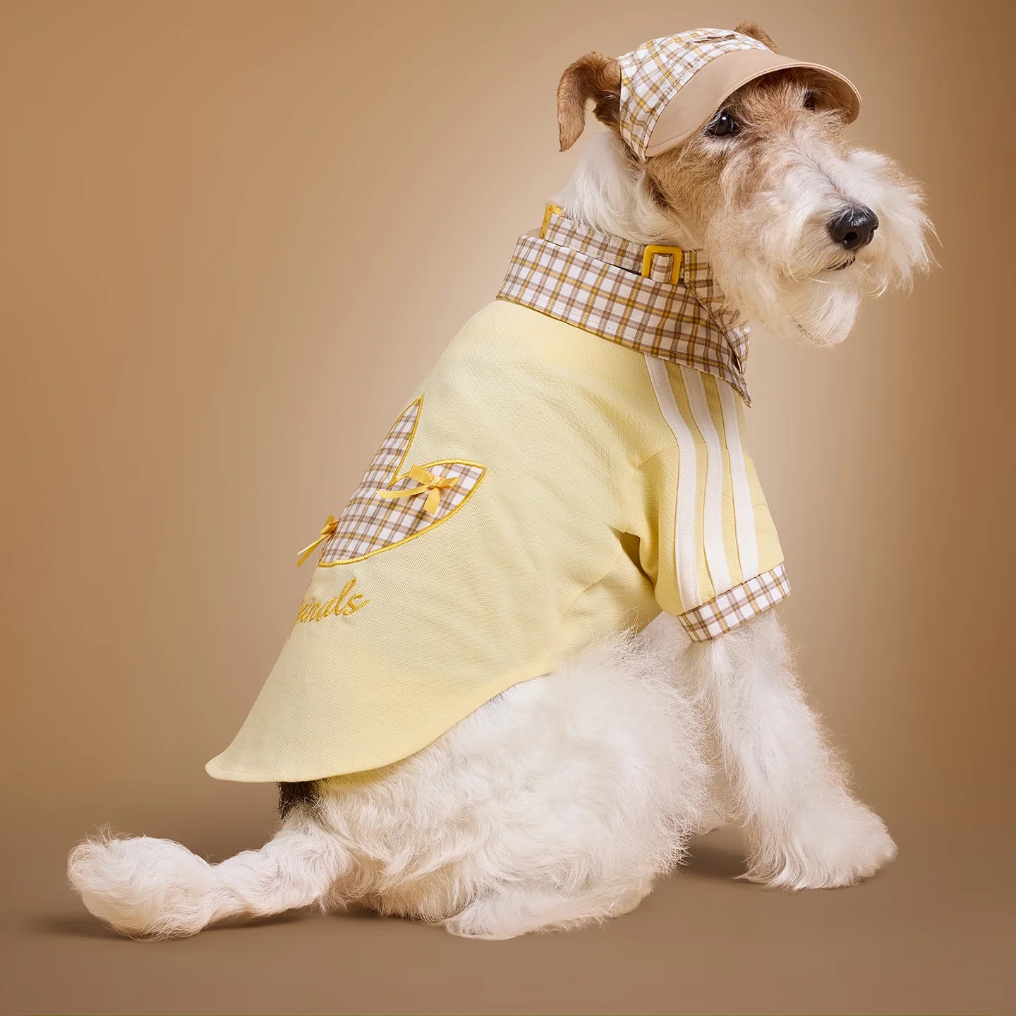 Adidas Plaid Short-Sleeved Pet Polo Shirt (Yellow)