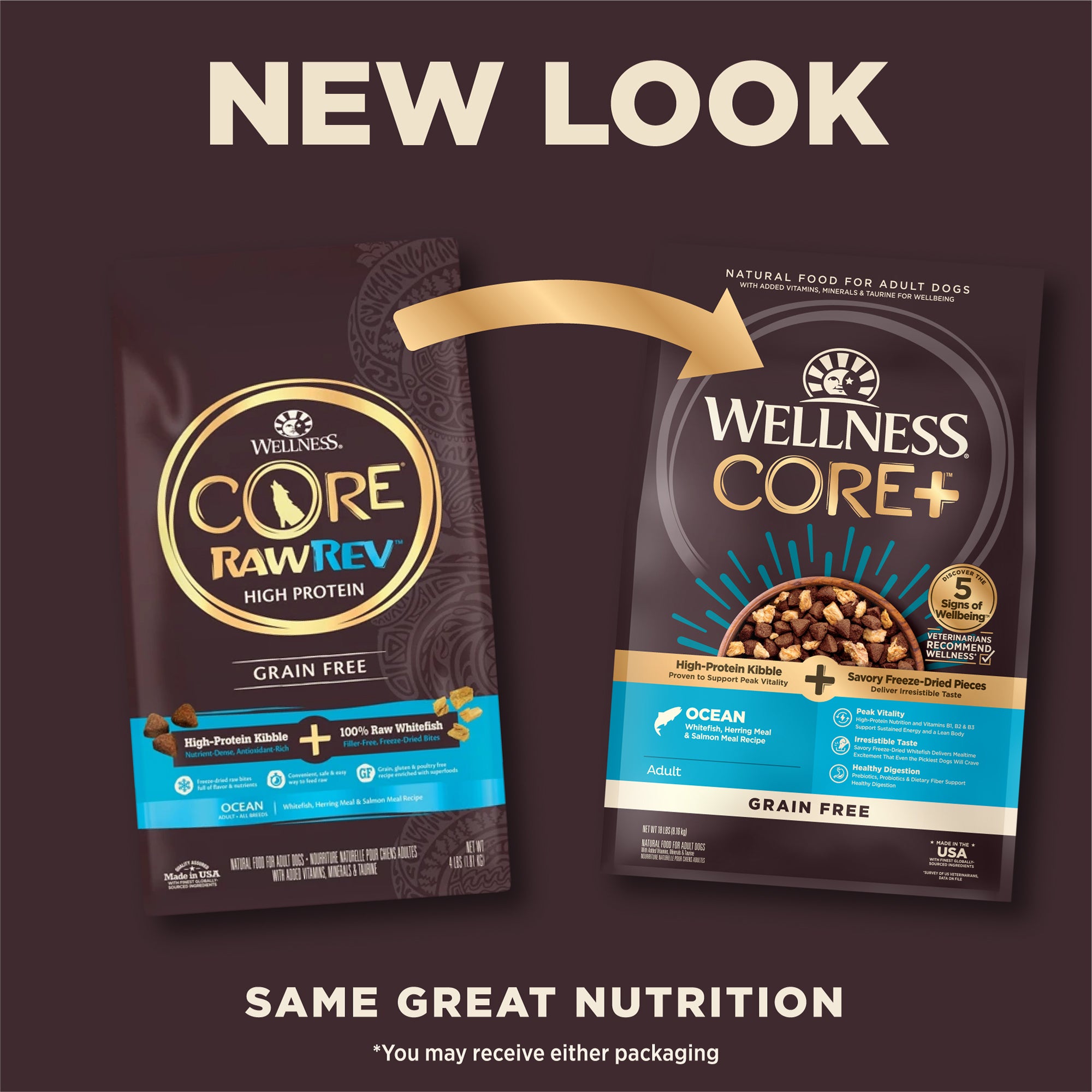 Wellness Core+ (formerly Rawrev) Ocean With Freeze Dried Salmon Grain Free Dry Dog Food